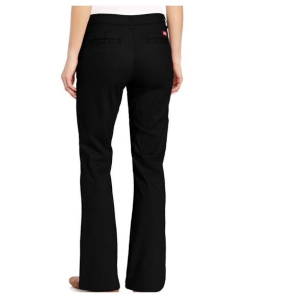 Dickies Flat Front Stretch Twill Slim Fit Bootcut Black Work Pants 10 SHORT - Picture 2 of 10